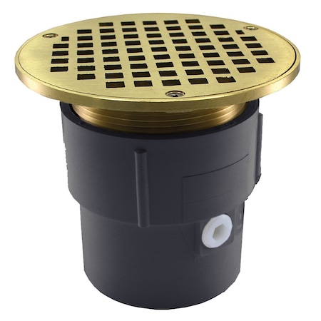 Jones Stephens 3in. x 4in. PVC Pipe Fit Drain Base with 3-1/2in. Metal Spud and 6in. Nickel Bronze Strainer D53125
